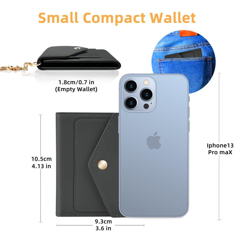 Gostwo Womens Wallet RFID Blocking Small Wallets Woman Credit Card Holder Trifold Ladies Wallets with Coins Zipper Pocket(Deep Grey) - Image 2
